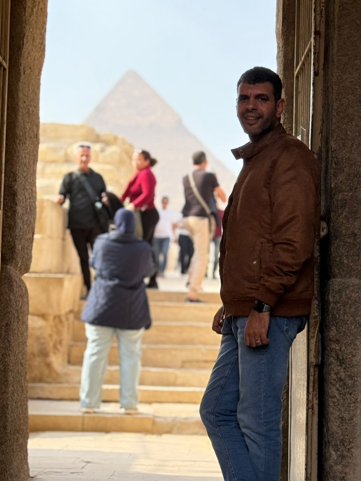 A couple enjoying a visit to the Pyramids