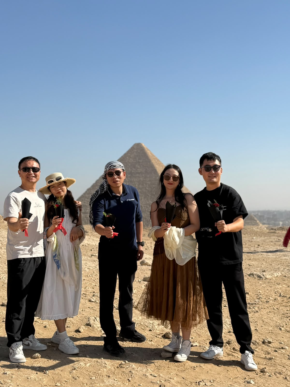 A client group at the Giza Pyramids